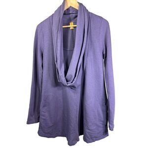 LUCY Women’s Cowl Neck Long Sleeve Sweatshirt Tunic Top Purple Size Medium